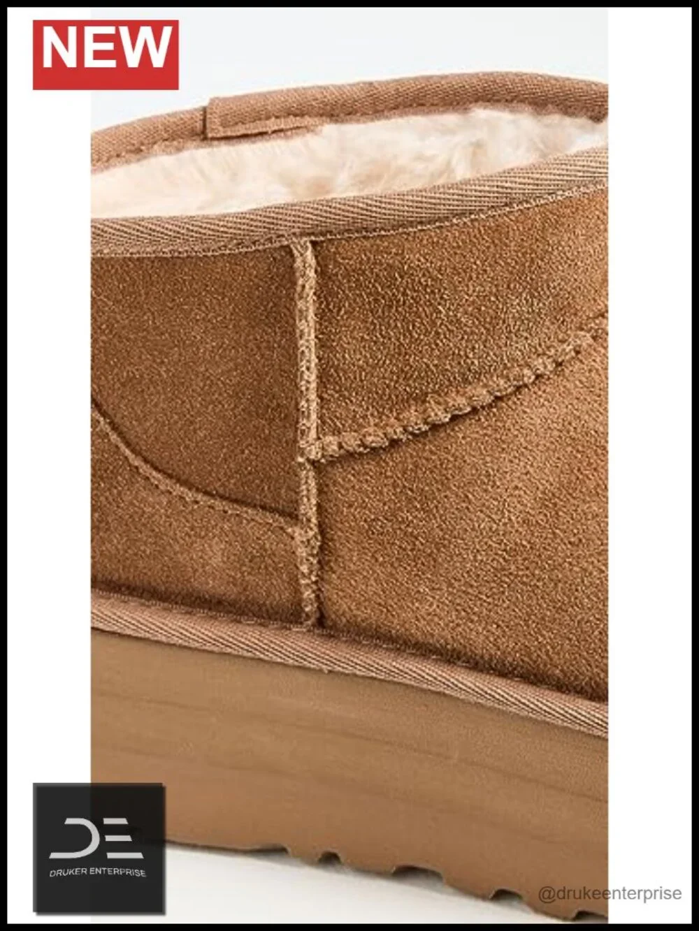 Suede Ankle Bootie with Platform, Pull-On Style, 17mm Wool Lining
